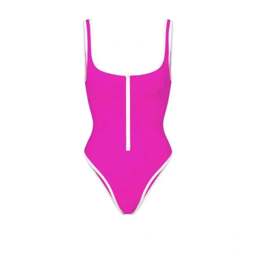 SKIMS Zip-Up Swim Scoop Neck One-piece